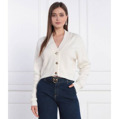 Pinko Kardigan Cropped Fit z dodatkiem wełny biały S Pinko Kardigan Cropped Fit z dodatkiem wełny biały S