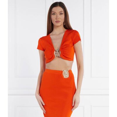 Patrizia Pepe Top Cropped Fit pomarańczowy L Patrizia Pepe Top Cropped Fit pomarańczowy L