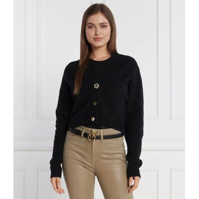 Pinko Kardigan Cropped Fit z dodatkiem wełny czarny L Pinko Kardigan Cropped Fit z dodatkiem wełny czarny L