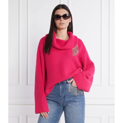 Twinset Actitude Sweter Relaxed fit z dodatkiem wełny różowy L Twinset Actitude Sweter Relaxed fit z dodatkiem wełny różowy L