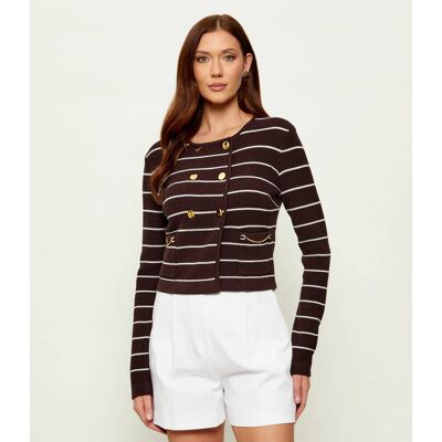 Elisabetta Franchi Kardigan Cropped Fit brązowy 38 Elisabetta Franchi Kardigan Cropped Fit brązowy 38
