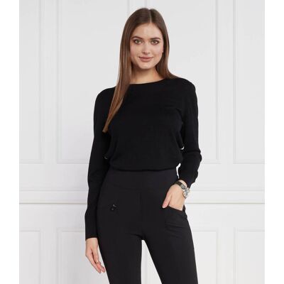 Marc Cain Sweter Casual fit z dodatkiem wełny i kaszmiru czarny 40 Marc Cain Sweter Casual fit z dodatkiem wełny i kaszmiru czarny 40