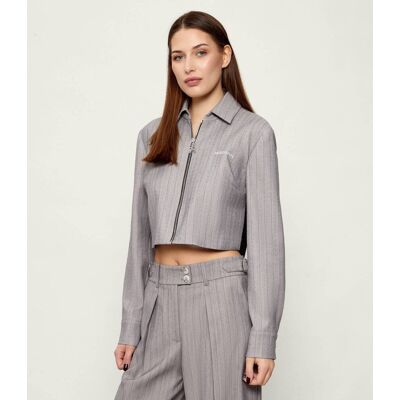 Patrizia Pepe Koszula Cropped Fit szary 36 Patrizia Pepe Koszula Cropped Fit szary 36