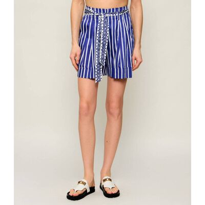 Marc Cain Szorty + pasek WARANGAL Relaxed fit high waist granatowy 40 Marc Cain Szorty + pasek WARANGAL Relaxed fit high waist granatowy 40