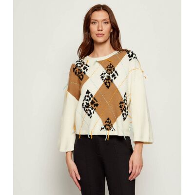 Marc Cain Wełniany sweter Oversize fit ecru 40 Marc Cain Wełniany sweter Oversize fit ecru 40