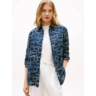 Tommy Hilfiger Lniana koszula Relaxed fit granatowy 36 Tommy Hilfiger Lniana koszula Relaxed fit granatowy 36