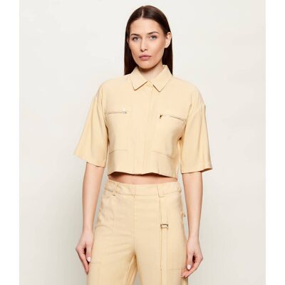 Patrizia Pepe Koszula Cropped Fit beżowy 40 Patrizia Pepe Koszula Cropped Fit beżowy 40