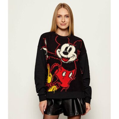 Desigual Sweter HELLO MICKEY Desigual x Disney Relaxed fit czarny S Desigual Sweter HELLO MICKEY Desigual x Disney Relaxed fit czarny S