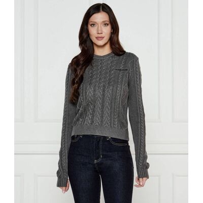Guess Jeans Sweter Regular Fit z dodatkiem wełny grafitowy XL Guess Jeans Sweter Regular Fit z dodatkiem wełny grafitowy XL