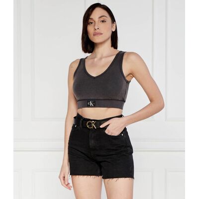 Calvin Klein Jeans Top LABEL WASHED Cropped Fit grafitowy XL Calvin Klein Jeans Top LABEL WASHED Cropped Fit grafitowy XL