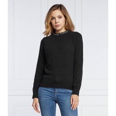 Liu Jo Sweter Slim Fit z dodatkiem wełny czarny XL Liu Jo Sweter Slim Fit z dodatkiem wełny czarny XL