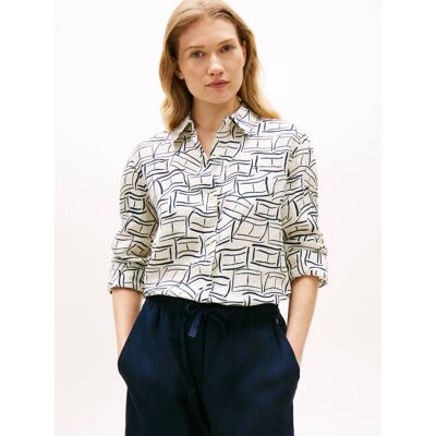 Tommy Hilfiger Lniana koszula Relaxed fit ecru 36 Tommy Hilfiger Lniana koszula Relaxed fit ecru 36