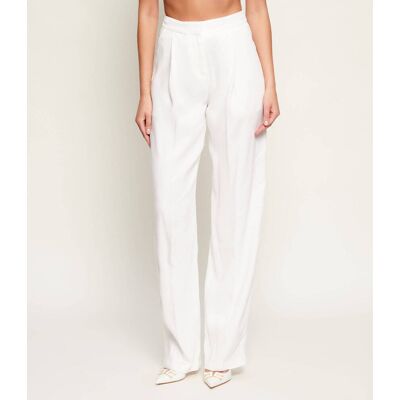 Elisabetta Franchi Lniane spodnie Straight fit biały 42 Elisabetta Franchi Lniane spodnie Straight fit biały 42