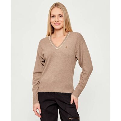 Aeronautica Militare Sweter Regular Fit z dodatkiem wełny i kaszmiru beżowy L Aeronautica Militare Sweter Regular Fit z dodatkiem wełny i kaszmiru beżowy L