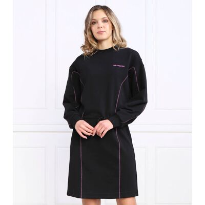 Karl Lagerfeld Sukienka contrast stitch czarny XS Karl Lagerfeld Sukienka contrast stitch czarny XS