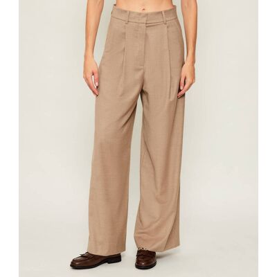 Weekend MaxMara Wełniane spodnie GLOBALE Relaxed fit beżowy 34 Weekend MaxMara Wełniane spodnie GLOBALE Relaxed fit beżowy 34