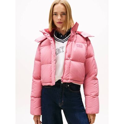 Tommy Jeans Puchowa kurtka ALASKA GRID Cropped Fit różowy XL Tommy Jeans Puchowa kurtka ALASKA GRID Cropped Fit różowy XL