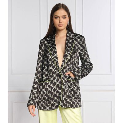 Karl Lagerfeld Satynowa marynarka MONOGRAM Regular Fit czarny 34 Karl Lagerfeld Satynowa marynarka MONOGRAM Regular Fit czarny 34
