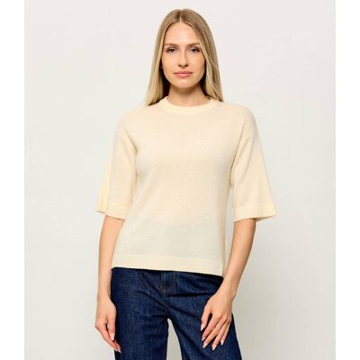 Marella SPORT Wełniany sweter Mlsvela Regular Fit z dodatkiem kaszmiru kremowy L Marella SPORT Wełniany sweter Mlsvela Regular Fit z dodatkiem kaszmiru kremowy L