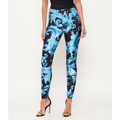 Versace Jeans Couture Legginsy BAROCCO WAVE Skinny fit niebieski 38 Versace Jeans Couture Legginsy BAROCCO WAVE Skinny fit niebieski 38