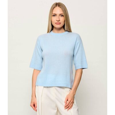 Marella SPORT Wełniany sweter Mlsvela Regular Fit z dodatkiem kaszmiru błękitny XS Marella SPORT Wełniany sweter Mlsvela Regular Fit z dodatkiem kaszmiru błękitny XS