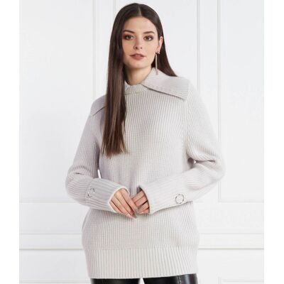 Patrizia Pepe Sweter Regular Fit z dodatkiem wełny szary XL Patrizia Pepe Sweter Regular Fit z dodatkiem wełny szary XL