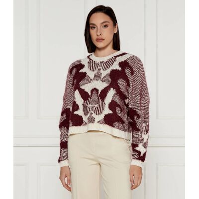 Ba&sh; Sweter RORA Cropped Fit z dodatkiem wełny bordowy XS Ba&sh; Sweter RORA Cropped Fit z dodatkiem wełny bordowy XS