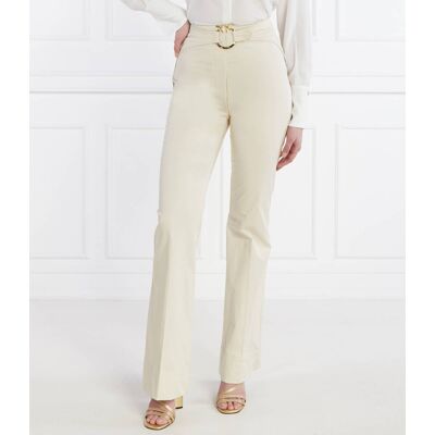 Pinko Spodnie z paskiem flare fit high waist beżowy 42 Pinko Spodnie z paskiem flare fit high waist beżowy 42