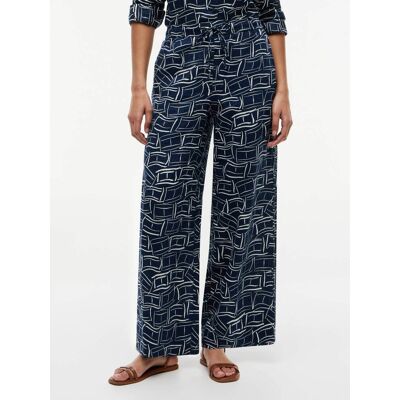 Tommy Hilfiger Lniane spodnie Relaxed fit granatowy M Tommy Hilfiger Lniane spodnie Relaxed fit granatowy M
