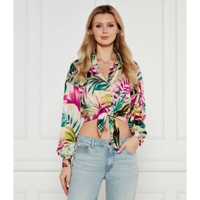 Guess Satynowa Koszula JUN Cropped Fit multikolor M Guess Satynowa Koszula JUN Cropped Fit multikolor M