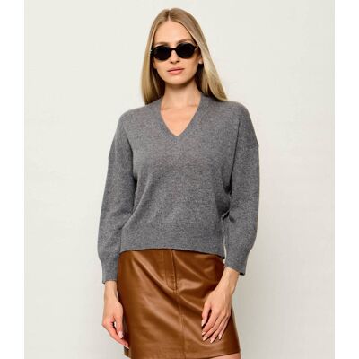Marella SPORT Wełniany sweter Mlseditore Relaxed fit z dodatkiem kaszmiru szary L Marella SPORT Wełniany sweter Mlseditore Relaxed fit z dodatkiem kaszmiru szary L