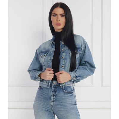 Patrizia Pepe Kurtka jeansowa Cropped Fit niebieski 42 Patrizia Pepe Kurtka jeansowa Cropped Fit niebieski 42