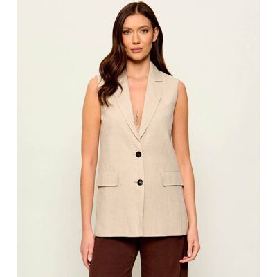 Marella Lniana kamizelka PALK Regular Fit beżowy 34 Marella Lniana kamizelka PALK Regular Fit beżowy 34