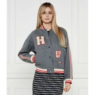 Tommy Jeans Wełniana kurtka bomber Regular Fit szary M Tommy Jeans Wełniana kurtka bomber Regular Fit szary M