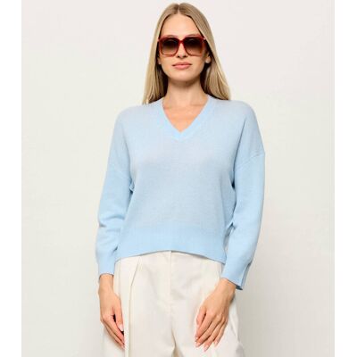 Marella SPORT Wełniany sweter Mlseditore Relaxed fit z dodatkiem kaszmiru błękitny M Marella SPORT Wełniany sweter Mlseditore Relaxed fit z dodatkiem kaszmiru błękitny M