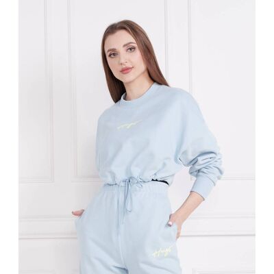 HUGO Bluza Delive Cropped Fit błękitny L HUGO Bluza Delive Cropped Fit błękitny L