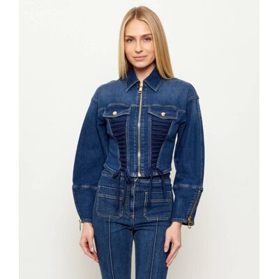 Elisabetta Franchi Kurtka jeansowa Slim Fit granatowy 36 Elisabetta Franchi Kurtka jeansowa Slim Fit granatowy 36