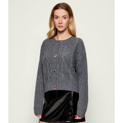 Liu Jo Wełniany kardigan Loose fit szary XL Liu Jo Wełniany kardigan Loose fit szary XL