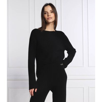 TWINSET Wełniany sweter Regular Fit z dodatkiem kaszmiru czarny L TWINSET Wełniany sweter Regular Fit z dodatkiem kaszmiru czarny L