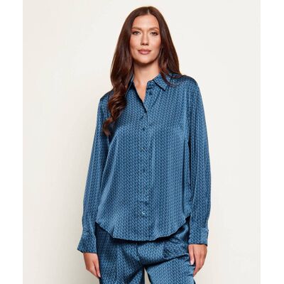 Michael Kors Satynowa koszula MK2000 Relaxed fit granatowy S Michael Kors Satynowa koszula MK2000 Relaxed fit granatowy S