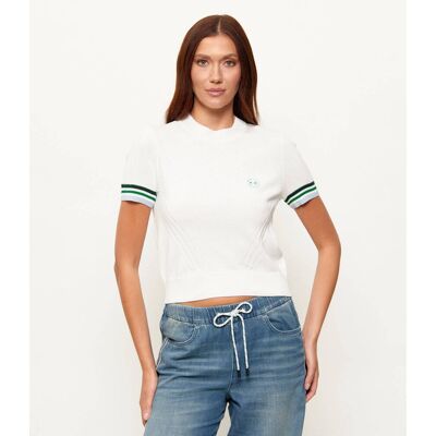 Marc Cain Sweter Regular Fit z dodatkiem wełny ecru 38 Marc Cain Sweter Regular Fit z dodatkiem wełny ecru 38