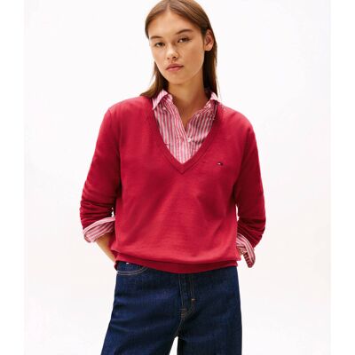Tommy Jeans Sweter ESSENTIAL Regular Fit czerwony XS Tommy Jeans Sweter ESSENTIAL Regular Fit czerwony XS