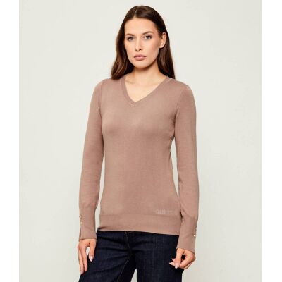 Guess Sweter Regular Fit beżowy XS Guess Sweter Regular Fit beżowy XS