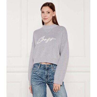 Boss ORANGE Sweter C_Finevra Relaxed fit szary XL Boss ORANGE Sweter C_Finevra Relaxed fit szary XL