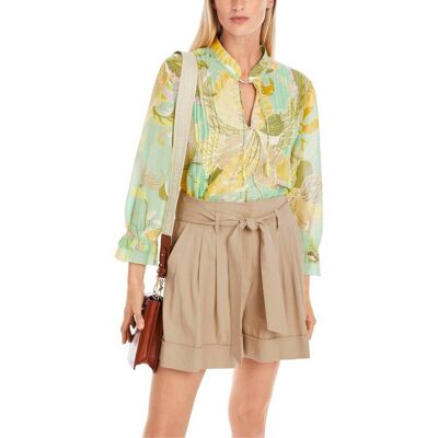 Marc Cain Bluzka Relaxed fit z dodatkiem jedwabiu limonkowy 34 Marc Cain Bluzka Relaxed fit z dodatkiem jedwabiu limonkowy 34
