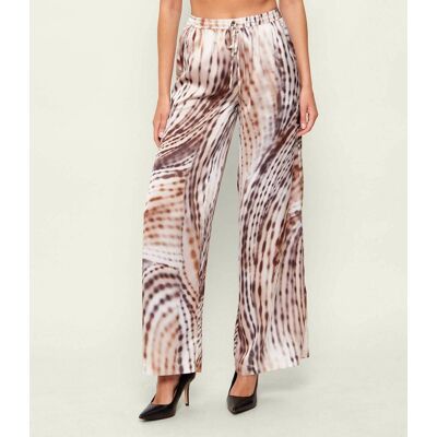 Guess Satynowe spodnie INES flare fit beżowy L Guess Satynowe spodnie INES flare fit beżowy L