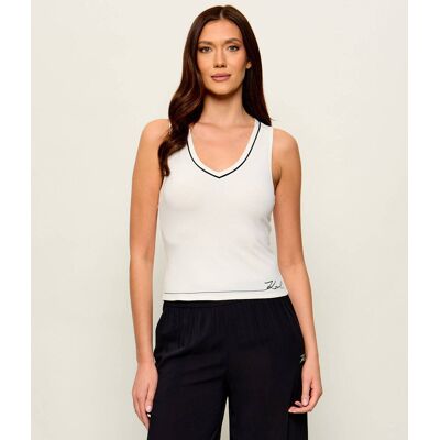 Karl Lagerfeld Jeans Top Signature Slim Fit kremowy S Karl Lagerfeld Jeans Top Signature Slim Fit kremowy S