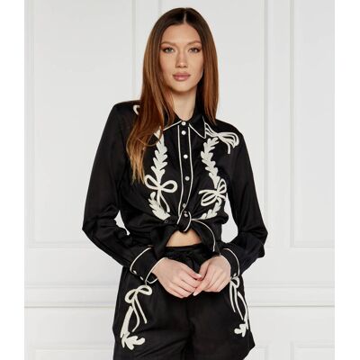 Pinko Satynowa koszula RICAMATO Regular Fit czarny 34 Pinko Satynowa koszula RICAMATO Regular Fit czarny 34