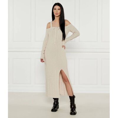 TWINSET Sukienka z dodatkiem wełny i kaszmiru beżowy L TWINSET Sukienka z dodatkiem wełny i kaszmiru beżowy L
