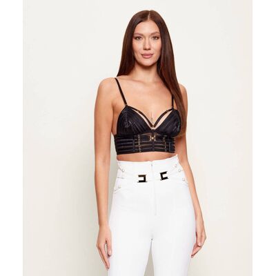 Elisabetta Franchi Top Slim Fit czarny 36 Elisabetta Franchi Top Slim Fit czarny 36